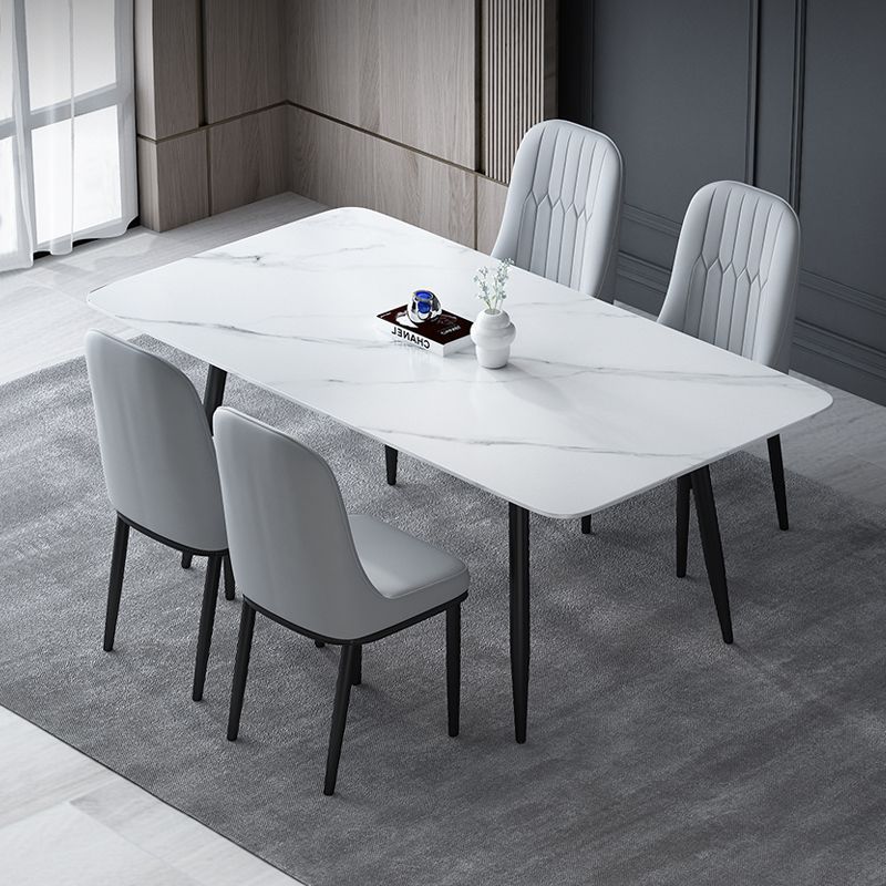 Simplicity Style Home Sintered Stone Dining Table 4 Legs Carbon Steel Base Rectangle Table Clearhalo ' dining_table' 'Dining Tables & Seating' 'Dining Tables' 'furn' 'furn_dining_table' 'Furniture' 'furniture_dining_table' 'Kitchen & Dining Furniture' 'kitchen&dining_furn' 'kitchen' 'kitchen_dining_table' 1200x1200_ef0e01f0-2051-4a37-a579-d4df744f9d6a