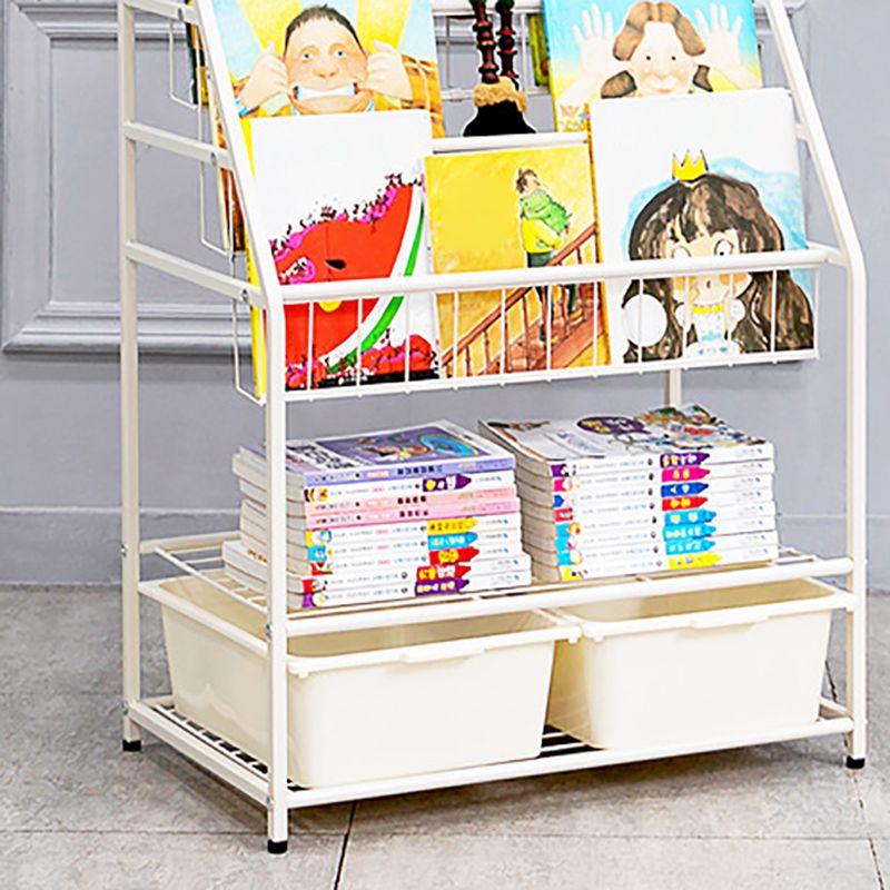 Contemporary Metal Bookshelf White Ladder Book Shelf for Home Office 14.6" Wide Clearhalo 'Bookcases' 'furn' 'furn_bookcases' 'Furniture' 'Office Furniture' 1200x1200_ef0e1bac-9c0a-488b-a932-24bc8a22fc42