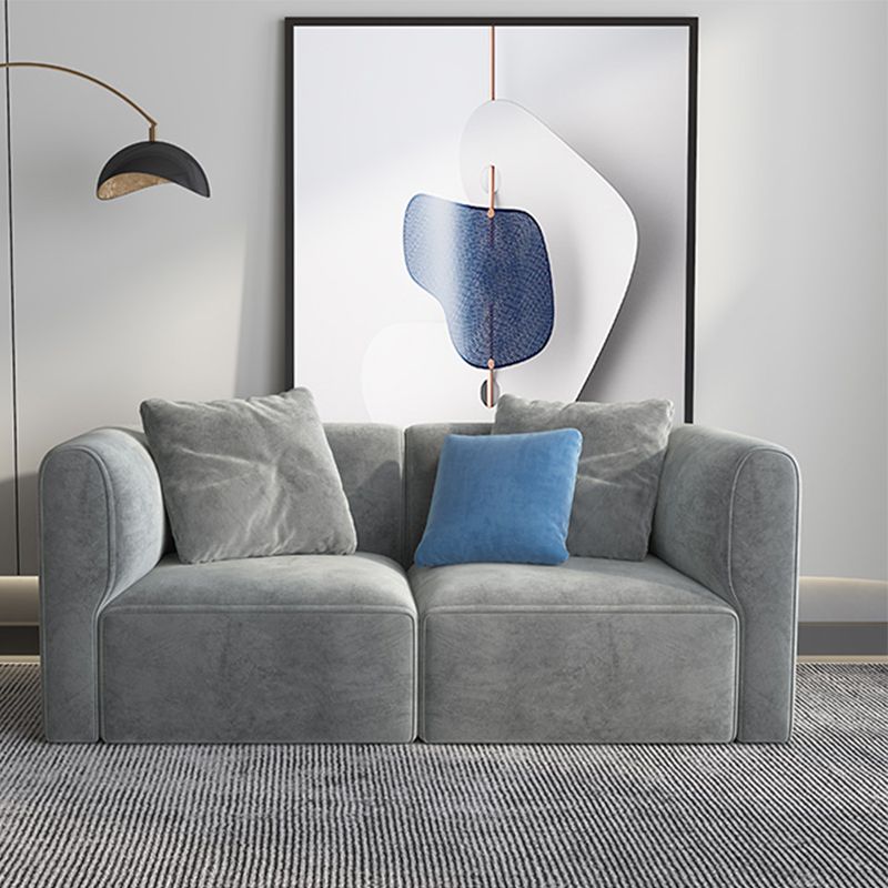 Velvet One Arm Sectional Sofa 27.56"High Tight Back Sofa for Living Room Clearhalo 'furn' 'furn_sectionals' 'Furniture' 'furniture_sectionals' 'Living Room Furniture' 'Sectionals' 1200x1200_ef0e844f-fbbc-4ef1-8094-c6d353841bc2