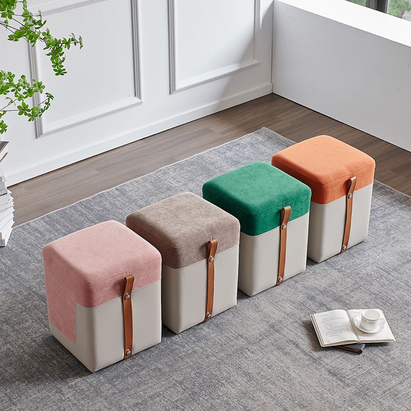Colorblock Flannel Pouf Modern Simple Square Upholstered Ottoman Clearhalo 'furn' 'furn_ottomans_poufs' 'Furniture' 'Living Room Furniture' 'Ottomans & Poufs' 'ottomans_poufs' 1200x1200_ef0ef8e3-1228-4613-a2f5-c6413d958400