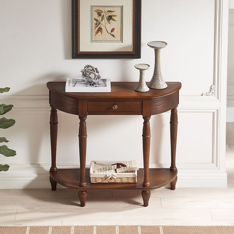 ゴム製ウッドコンソール表12 "wホールのためのミッドセンチュリーモダンハーフムーンアクセントテーブル