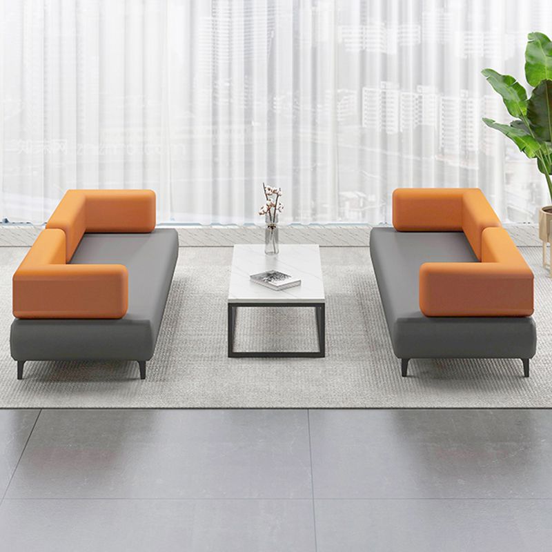 29.53 "H Sofá de cuero Faux Sofá con brazo de esmoquin contemporáneo en gris