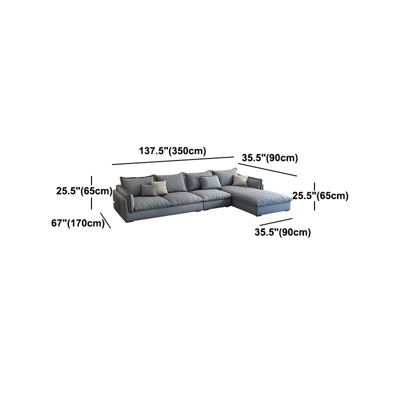 Light-grey Contemporary Sectional Stain-Resistant Living Room Solid Wood Sofa