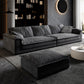 Stain-Resistant Dark Gray Contemporary Square Arm Solid Wood Sofa