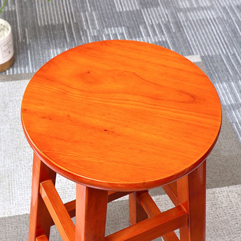 Silla alta redonda de madera maciza sin respaldo Silla de mostrador de madera industrial con 4 patas