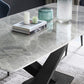 Luxury Sintered Stone Top Dining Table Rectangle Dining Table with Metal Pedestal in Black
