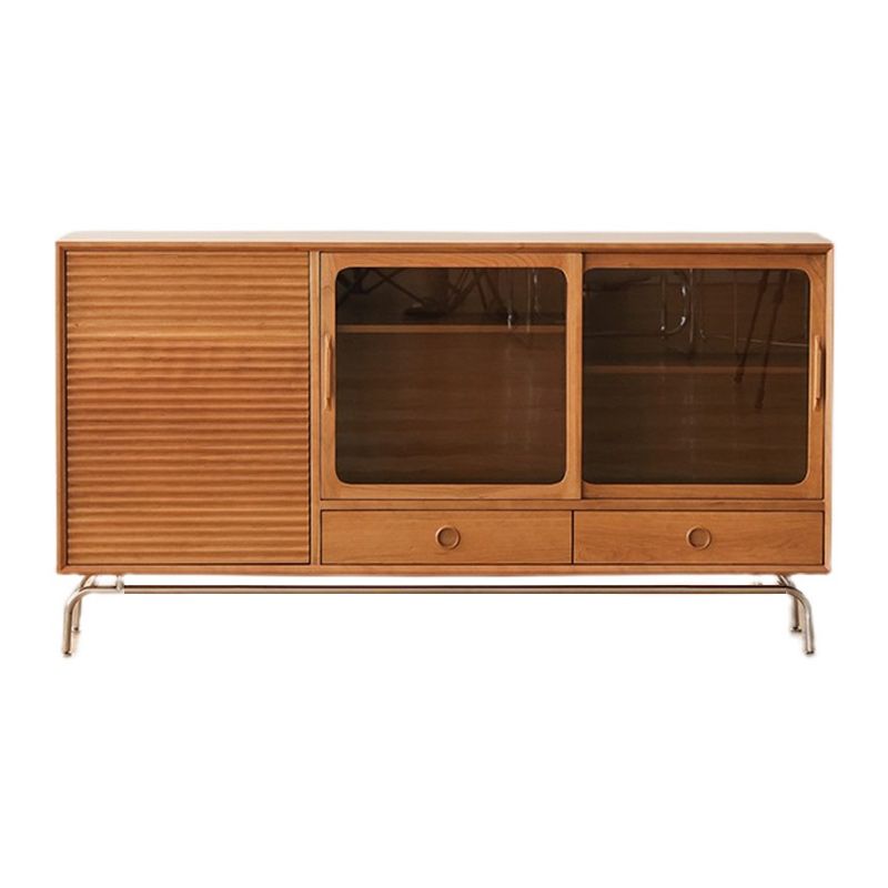 Brown Pine Wood Sideboard Modern Kitchen Dining Buffet with Doors and Drawers Clearhalo 'buffet_sideboard' 'Buffets & Sideboards' 'furn' 'furn_buffet_sideboard' 'Furniture' 'Kitchen & Dining Furniture' 1200x1200_ef1b7a76-9282-4d33-9228-cd2c8f4692a9