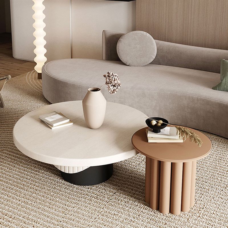 Noordse houten voetstuk salontafel macaroon ronde nestelende salontafel