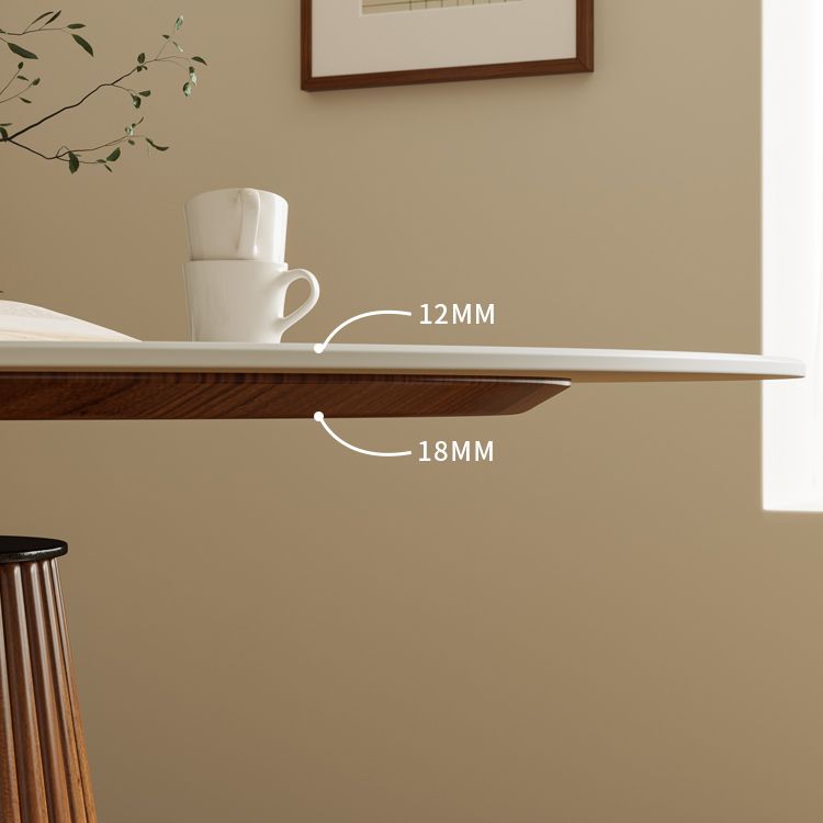 Moderner runder Esszimmertisch mit fester Holzkegelbasis für Wohnzimmer