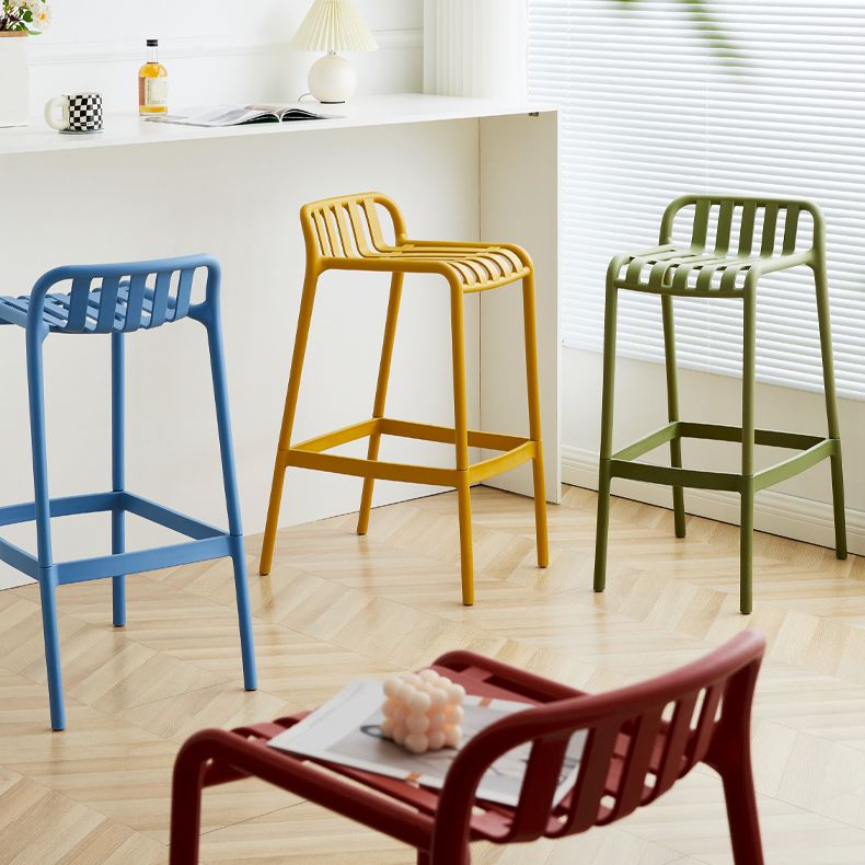 Plastic Armless Bar Stool Modern Style Low Back Bar Stools for Living Room