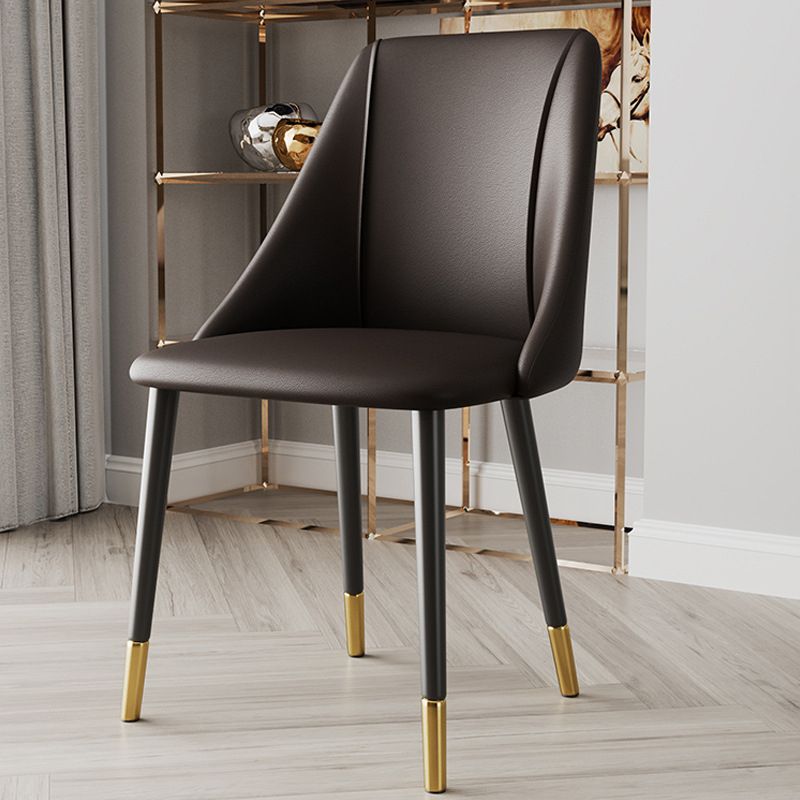 Glam Upholstered Dining Side Chair Faux Leather and Metal Dining Chair Clearhalo 'Dining Chairs' 'Dining Tables & Seating' 'dining_chair' 'furn' 'furn_dining_chair' 'Furniture' 'Kitchen & Dining Furniture' 1200x1200_ef1d172b-fb07-4dbf-9d60-ab6be9fa47e8