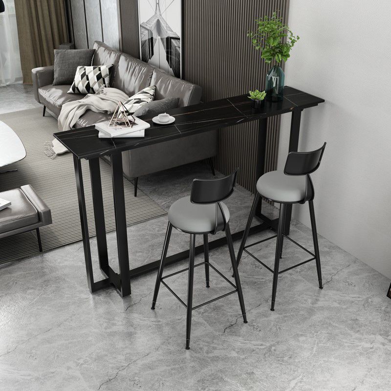 Modern Rectangle Hall/Pub Table Stone Bistro Bar Height Cocktail Table Clearhalo 'Bar Furniture' 'Bar Tables' 'bar_tables' 'furn' 'furn_bar_tables' 'Furniture' 'furniture_bar_tables' 'Kitchen & Dining Furniture' 1200x1200_ef1fa5ae-49eb-4675-ade9-d828759dd08b