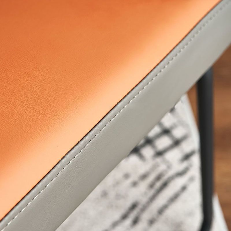 Upholstered Armless Dining Chairs Solid Back Leather Side Chairs with Metal Legs Clearhalo ' kitchen&dining_furn' 'Dining Chairs' 'Dining Tables & Seating' 'dining_chair' 'furn' 'furn_dining_chair' 'Furniture' 'furniture_dining_chair' 'Kitchen & Dining Furniture' 'kitchen' 1200x1200_ef1fc10c-bf3b-4585-8e33-02c0ea7efc0f