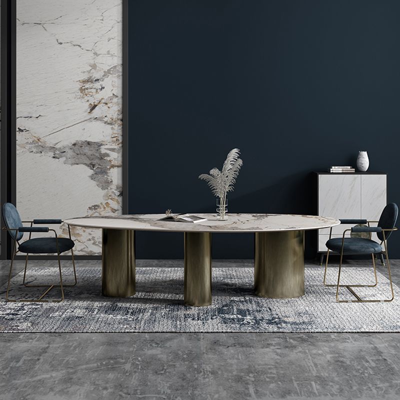 Metal Traditional Luxury Oval Indoor Table Sintered Stone Table for Dining Room Clearhalo ' dining_table' 'Dining Tables & Seating' 'Dining Tables' 'furn' 'furn_dining_table' 'Furniture' 'furniture_dining_table' 'Kitchen & Dining Furniture' 'kitchen&dining_furn' 'kitchen' 'kitchen_dining_table' 1200x1200_ef209dc0-8f69-4c83-8a5d-6323cccfb33a