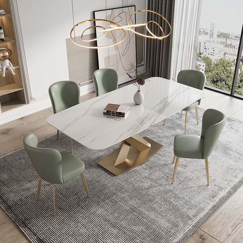 Traditional Luxury Sintered Stone Top Dining Table Rectangle Table in White with Gold Pedestal Clearhalo ' dining_table' 'Dining Tables & Seating' 'Dining Tables' 'furn' 'furn_dining_table' 'Furniture' 'furniture_dining_table' 'Kitchen & Dining Furniture' 'kitchen&dining_furn' 'kitchen' 'kitchen_dining_table' 1200x1200_ef21a17f-d888-4508-ab84-b879ee720a42