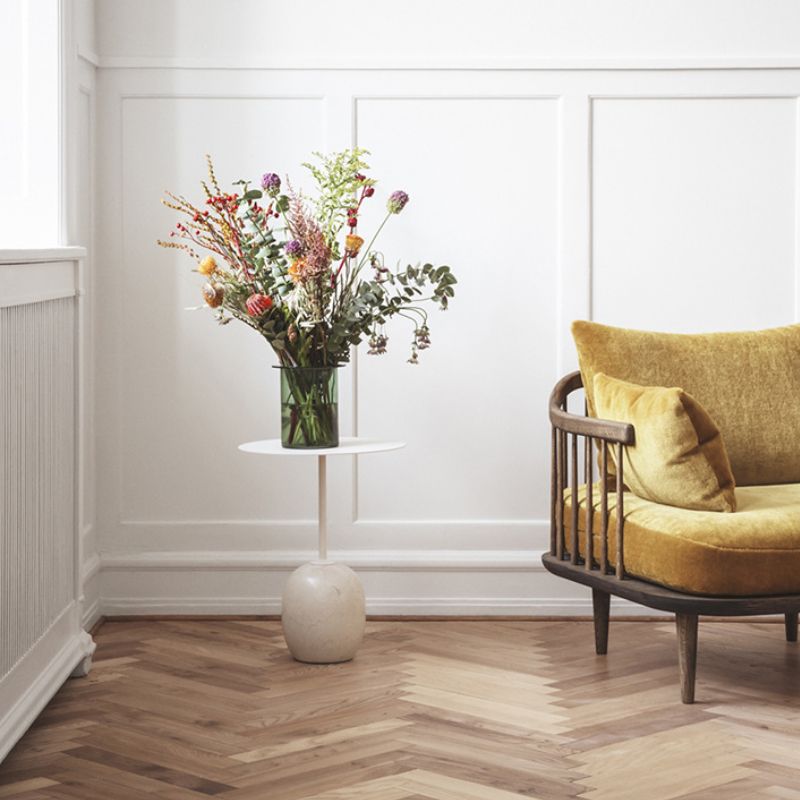 Contemporary End Slide Table Round Living Room Pedestal Marble Corner Table