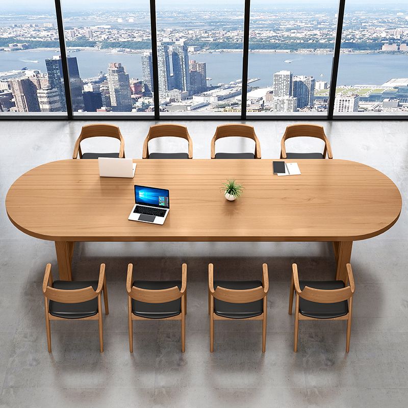 Moderna mesa de comedor de caballete ovalado Muebles de cocina para el hogar de madera maciza muebles