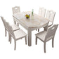 Faux Marble Top 7 Piece Dining Room Chair and Table Set in White Clearhalo 'Dining Room Sets' 'Dining Tables & Seating' 'dining_room_set' 'furn' 'furn_dining_room_set' 'Furniture' 'Kitchen & Dining Furniture' 1200x1200_ef21e088-e3b9-4b9e-a331-bd7d95452834