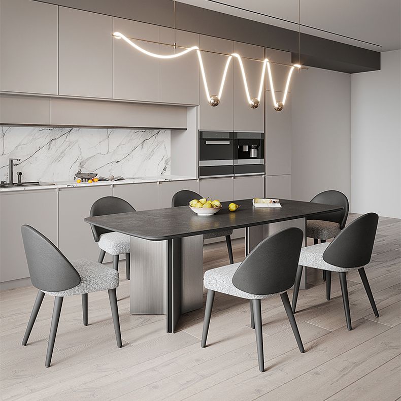 Mesa de comedor rectangular mesa de comedor de piedra con pedestal doble