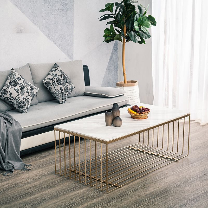 Frame Base Coffee Table Rectangular Gold Metal Cocktail Table Clearhalo 'Coffee & Accent Tables' 'Coffee Tables' 'coffee_tables' 'furn' 'furn_coffee_tables' 'Furniture' 'Living Room Furniture' 1200x1200_ef25810f-2c8f-438b-bc18-c8c7d9d9a207
