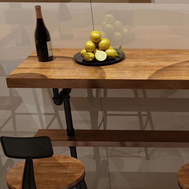 Brown Modern Style Bar Table Pine Wood and Metal Coffee Shop Bar Table Clearhalo 'Bar Furniture' 'Bar Tables' 'bar_tables' 'furn' 'furn_bar_tables' 'Furniture' 'furniture_bar_tables' 'Kitchen & Dining Furniture' 1200x1200_ef281770-c1c9-4b17-9d9c-f4fad42f5e1a