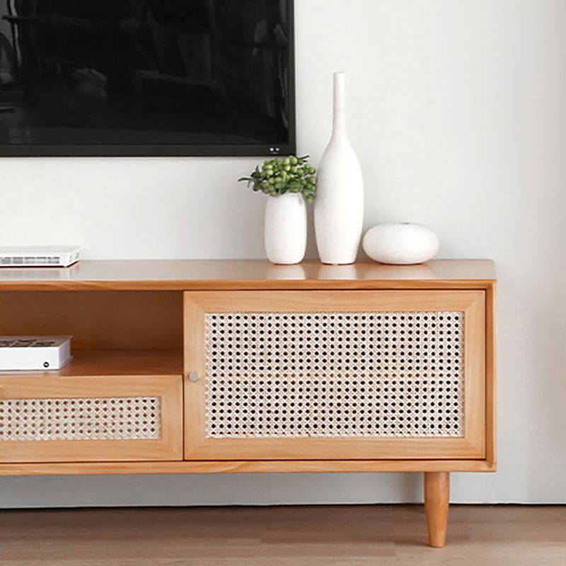 Console multimediale per TV in legno massello Supporto TV scandinavo con cassetto