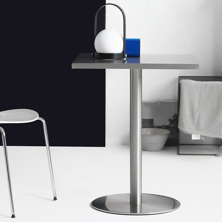 Industrial Dining Table Stainless Steel Table with Pedestal Base for Dining Room Clearhalo ' dining_table' 'Dining Tables & Seating' 'Dining Tables' 'furn' 'furn_dining_table' 'Furniture' 'furniture_dining_table' 'Kitchen & Dining Furniture' 'kitchen&dining_furn' 'kitchen' 'kitchen_dining_table' 1200x1200_ef2ae286-89f5-4bd5-ba7d-ec47713b9a6b