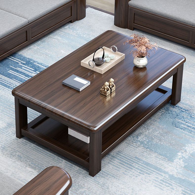 16"H Mid-Century Modern Coffee Cocktail Table with Storage Shelf