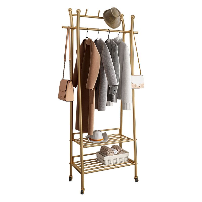 Modern Style Coat Rack Metallic Hooks Design Free Standing Coat Rack with Shelves Clearhalo 'Entry & Mudroom Furniture' 'furn' 'furn_hall_tree_coat_racks' 'Furniture' 'Hall Trees & Coat Racks' 'hall_tree_coat_racks' 1200x1200_ef2b15c7-0613-4a64-8d9c-426f732921f2