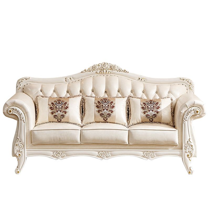 Ornate Traditional Tufted Split-Back Microfiber Sofa 43.31"High Flared Arm Sofa Clearhalo 'furn' 'furn_sofas' 'Furniture' 'furniture_sofas' 'Living Room Furniture' 'Sofa' 'sofas' 1200x1200_ef2c02a8-c304-41ac-a494-986de9282e18