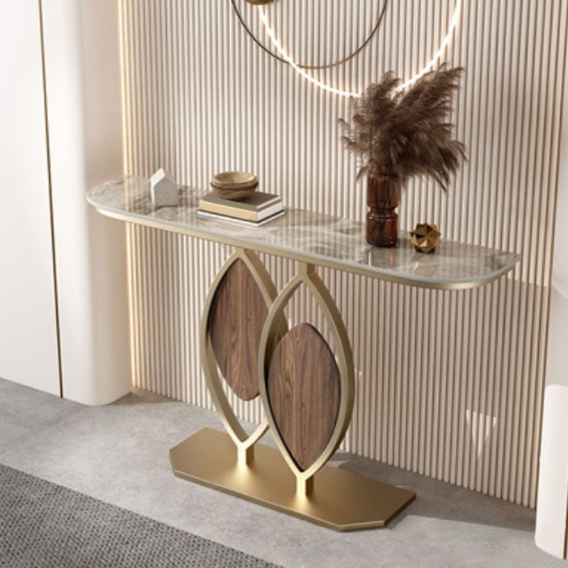 Mesa de acento de hierro glamoroso Media mesa de sofá de piedra de luna para Hall para Hall