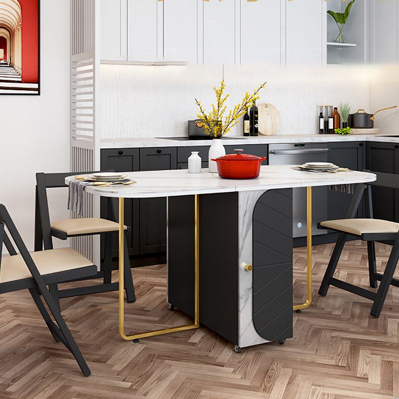 Rectangle Mid-Century Modern Dining Table Metal Base Table for Dining Room,59"L x 31.5"L x 29.3"H Clearhalo ' dining_table' 'Dining Tables & Seating' 'Dining Tables' 'furn' 'furn_dining_table' 'Furniture' 'furniture_dining_table' 'Kitchen & Dining Furniture' 'kitchen&dining_furn' 'kitchen' 'kitchen_dining_table' 1200x1200_ef30a779-8e49-4b1f-93d7-66a03a8075e1