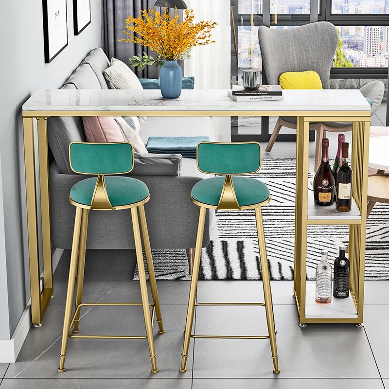 Glam Living Room Counter Chair Round Footrest Metal Counter Bar Stool with Cushion Clearhalo 'Bar Furniture' 'Bar Stools' 'bar_stools' 'furn' 'furn_bar_stools' 'Furniture' 'furniture_bar_stools' 'Kitchen & Dining Furniture' 1200x1200_ef3333d5-c49e-4b50-8741-4338893dc394
