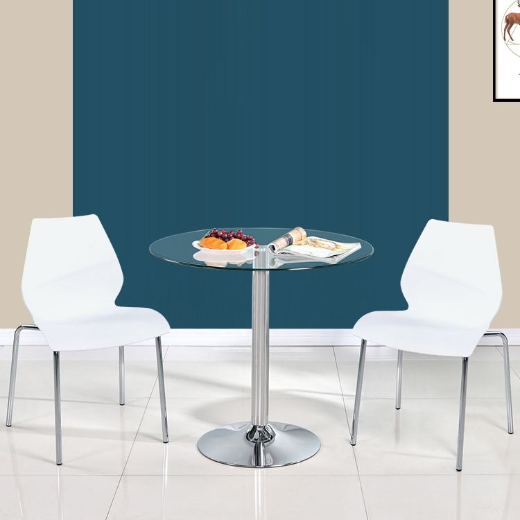 Modern Style Glass Kitchen Dining Table Round Table with Tulip Base for Home Use Clearhalo ' dining_table' 'Dining Tables & Seating' 'Dining Tables' 'furn' 'furn_dining_table' 'Furniture' 'furniture_dining_table' 'Kitchen & Dining Furniture' 'kitchen&dining_furn' 'kitchen' 'kitchen_dining_table' 1200x1200_ef33365a-74d7-494a-836c-c1ae4af93110
