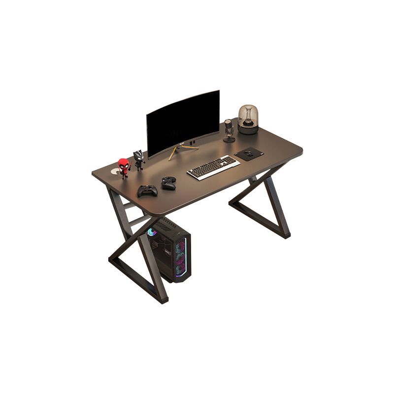 Industrieel kantoor bureau donkere taupe en zwarte computerbureau kunstmatig hout