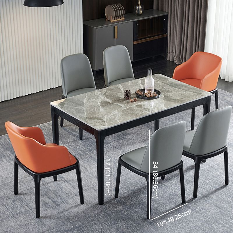 Minimalist Style Dining Table Set with Rectangle Shape Table and Padded Chairs Clearhalo 'Dining Room Sets' 'Dining Tables & Seating' 'dining_room_set' 'furn' 'furn_dining_room_set' 'Furniture' 'furniture_dining_room_set' 'Kitchen & Dining Furniture' 'kitchen&dining_furn' 'kitchen' 1200x1200_ef345fc6-fa54-4955-aa45-b282f9f61fb8