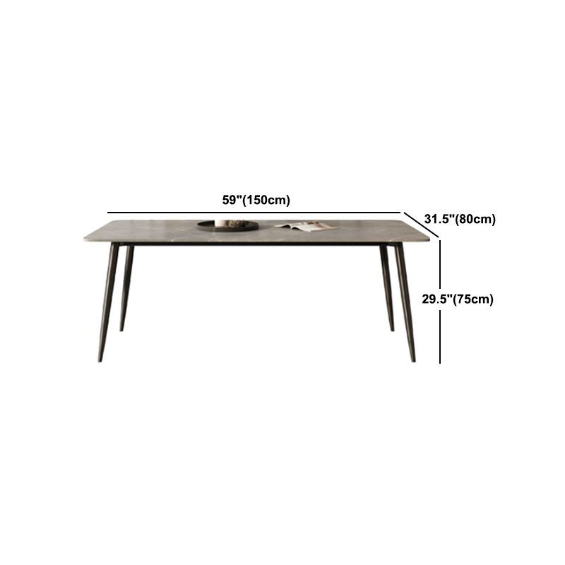 Set da pranzo moderno grigio Set tavolo da pranzo rettangolare da 1/4/7 pezzi con piano in pietra