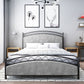 Modern Rectangular Bed Upholstered Headboard Bed with Metal Legs