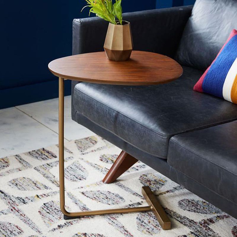 Nordic C Side Table Round Minimalist Solid Wood End Table for Living Room