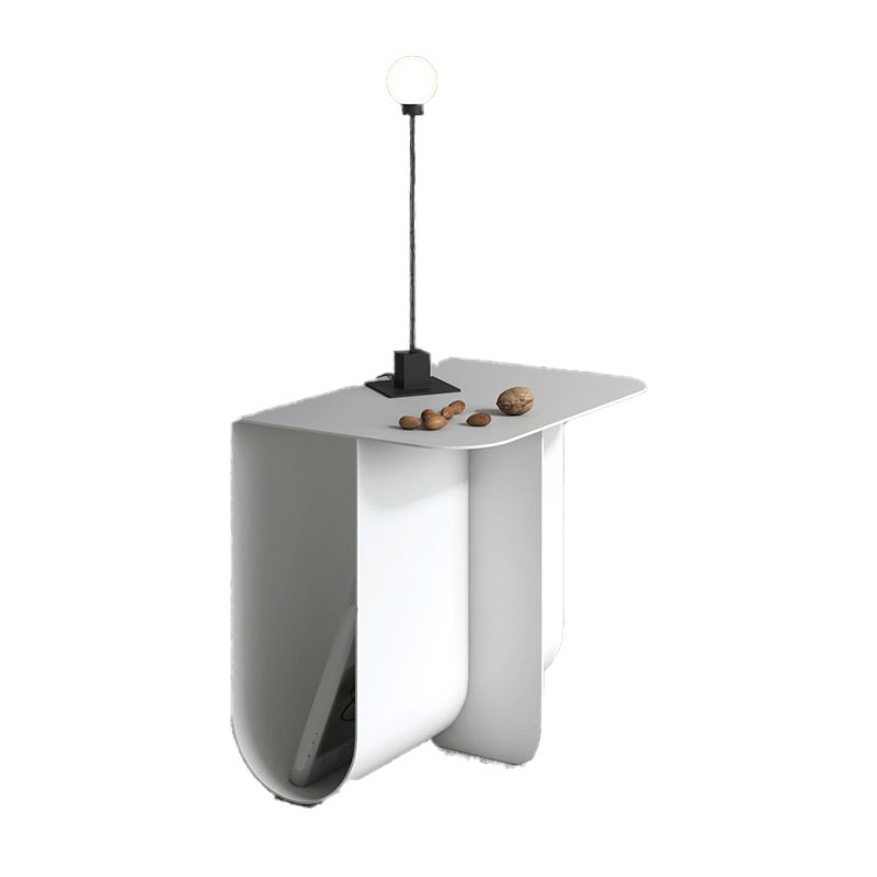 Metal Rectangle Top Side Table 14.96" Tall Abstract Base End Table with Storage Clearhalo 'Coffee & Accent Tables' 'End & Side Tables' 'end_side_tables' 'furn' 'furn_end_side_tables' 'Furniture' 'Living Room Furniture' 1200x1200_ef370cb6-5fee-478d-bdca-9c9546ca0436