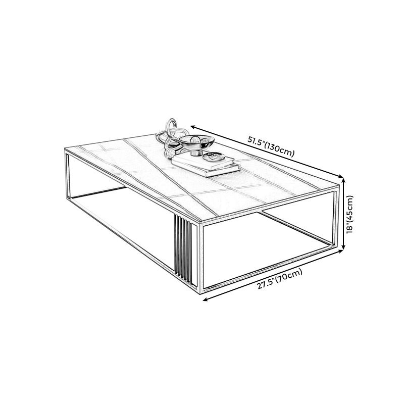 Modern Slate/steel Rectangle Coffee Table 1 Single Cocktail Table for Living Room Clearhalo 'Coffee & Accent Tables' 'Coffee Tables' 'coffee_tables' 'furn' 'furn_coffee_tables' 'Furniture' 'Living Room Furniture' 1200x1200_ef3a0537-abe7-4891-93d3-8cce78ef3218