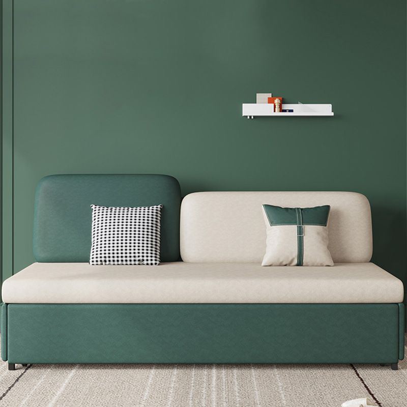 Canapé-lit contemporain en coton sans bras en vert avec 2 oreillers