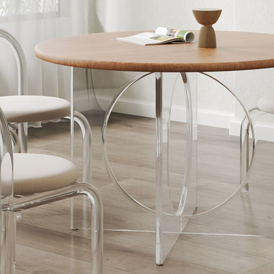 Round Dining Table Set 1/2/3/4 Pcs Acrylic Base Table and Chairs Clearhalo 'Dining Room Sets' 'Dining Tables & Seating' 'dining_room_set' 'furn' 'furn_dining_room_set' 'Furniture' 'Kitchen & Dining Furniture' 1200x1200_ef3fd81d-1662-4e94-ba4a-efa64692774e