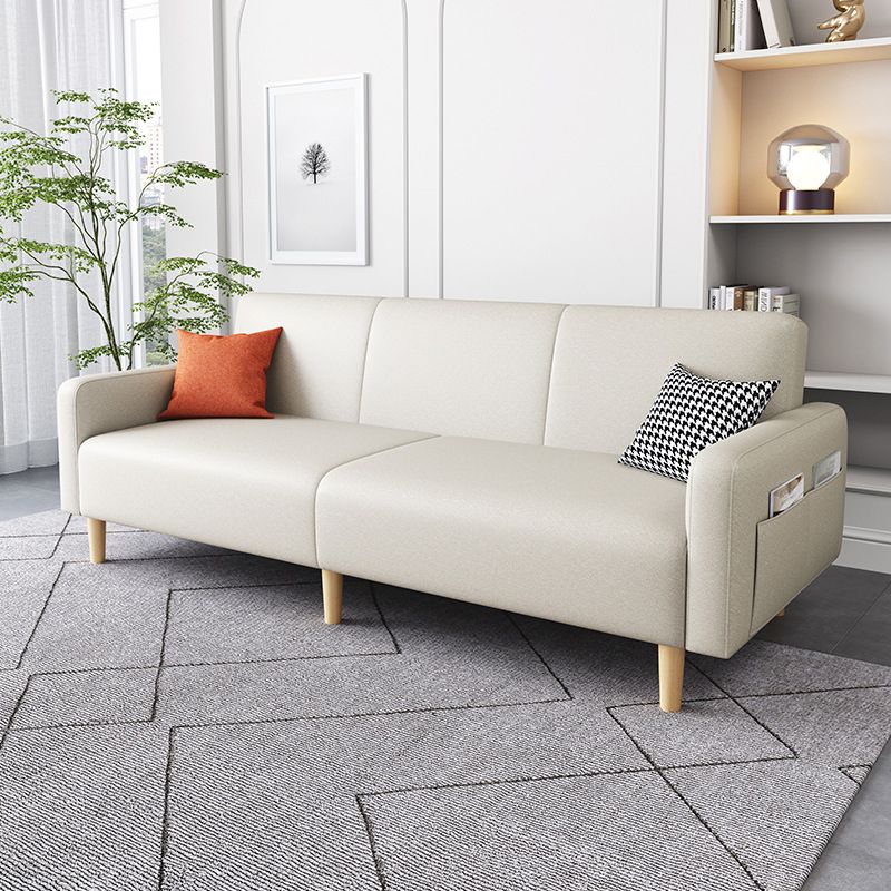Contemporary Square Arm Sofa Couch Faux Leather/Linen Settee Couch Clearhalo 'furn' 'furn_sofas' 'Furniture' 'Living Room Furniture' 'Sofa' 'sofas' 1200x1200_ef409a64-97a2-426b-9e05-10d31384f96b