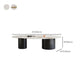 Glam Sled Coffee Table Oval Coffee or End Table in Beige and Black Clearhalo 'Coffee & Accent Tables' 'Coffee Tables' 'coffee_tables' 'furn' 'furn_coffee_tables' 'Furniture' 'Living Room Furniture' 1200x1200_ef419536-2fb4-42e0-84b7-af3868270e63