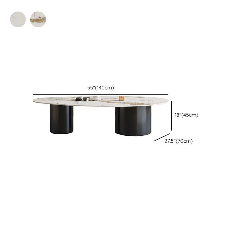 Glam Sled Coffee Table Oval Coffee or End Table in Beige and Black Clearhalo 'Coffee & Accent Tables' 'Coffee Tables' 'coffee_tables' 'furn' 'furn_coffee_tables' 'Furniture' 'Living Room Furniture' 1200x1200_ef419536-2fb4-42e0-84b7-af3868270e63