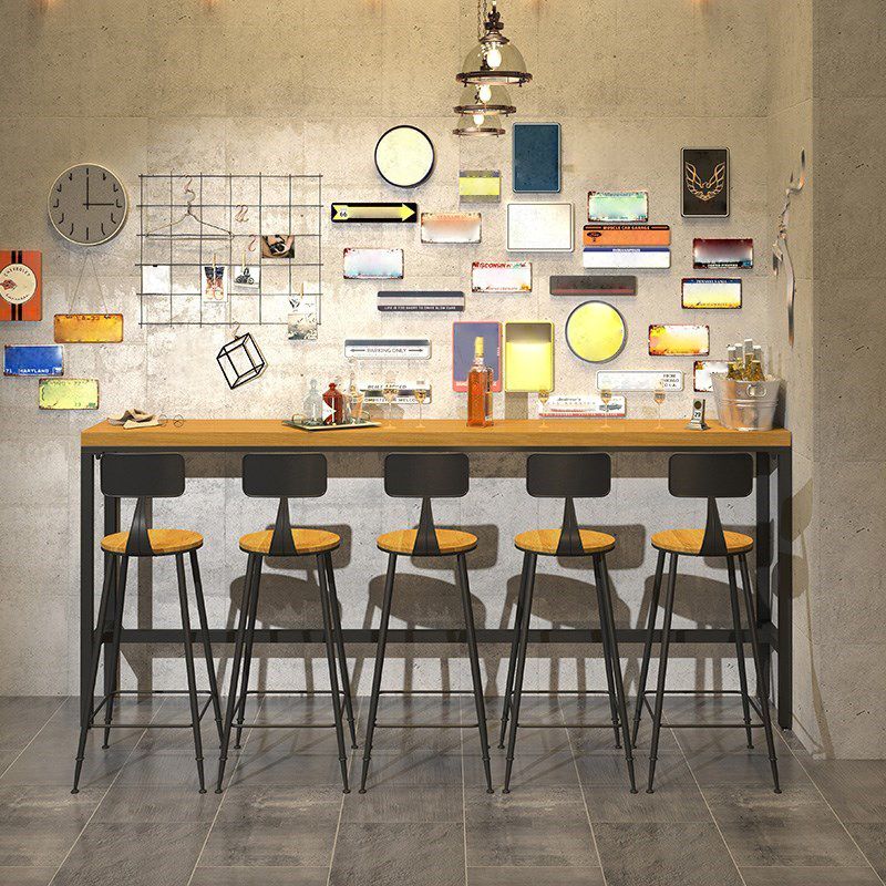 Modern 1/6/11 Pieces Bar Table Set Rectangle Pine Wood Counter Table with High Stools Clearhalo 'Bar Furniture' 'furn' 'furn_home_bar_bar_sets' 'Furniture' 'Home Bars & Bar Sets' 'home_bar_bar_sets' 'Kitchen & Dining Furniture' 1200x1200_ef4336e5-3e1f-4f16-bd8f-1aecc7f9d2b4