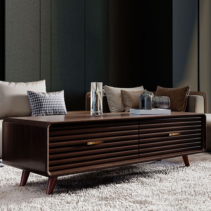 Solid Wood Mid-Century Modern Rectangle Brown Coffee Table with Storage Drawers Clearhalo 'Coffee & Accent Tables' 'Coffee Tables' 'coffee_tables' 'furn' 'furn_coffee_tables' 'Furniture' 'Living Room Furniture' 1200x1200_ef433e8c-5202-4f71-aea4-7ebf689288ab