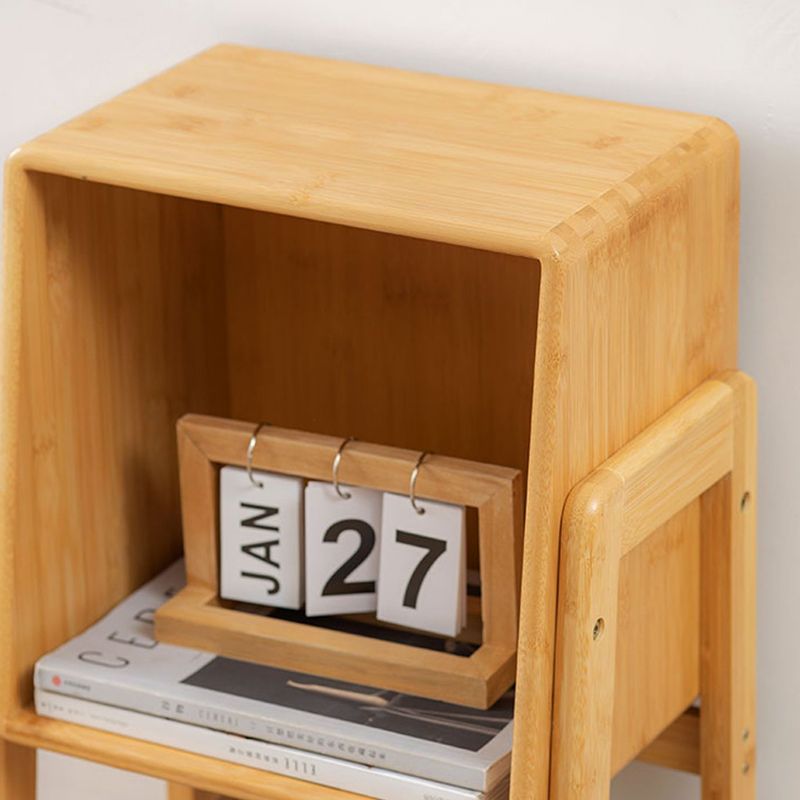 Bamboo Vertical Bookshelf Contemporary Closed Back Bookcase with Shelves