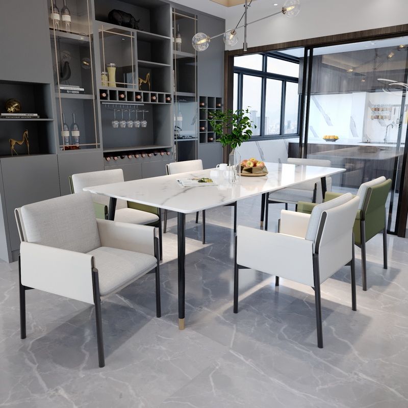 Industrial Kitchen Side Chair Parsons Back Black Legs  Dining Arm Chair